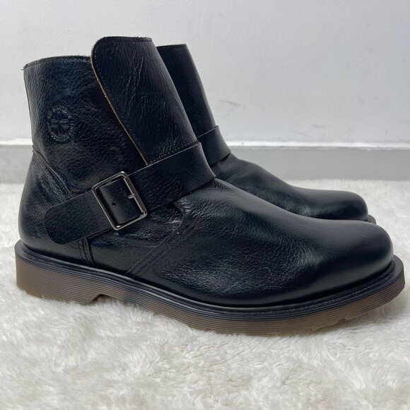 Dr. Martens Men's Black Leather Rocco Ankle Boot Buckle Shoes Size 12M - Picture 2 of 13